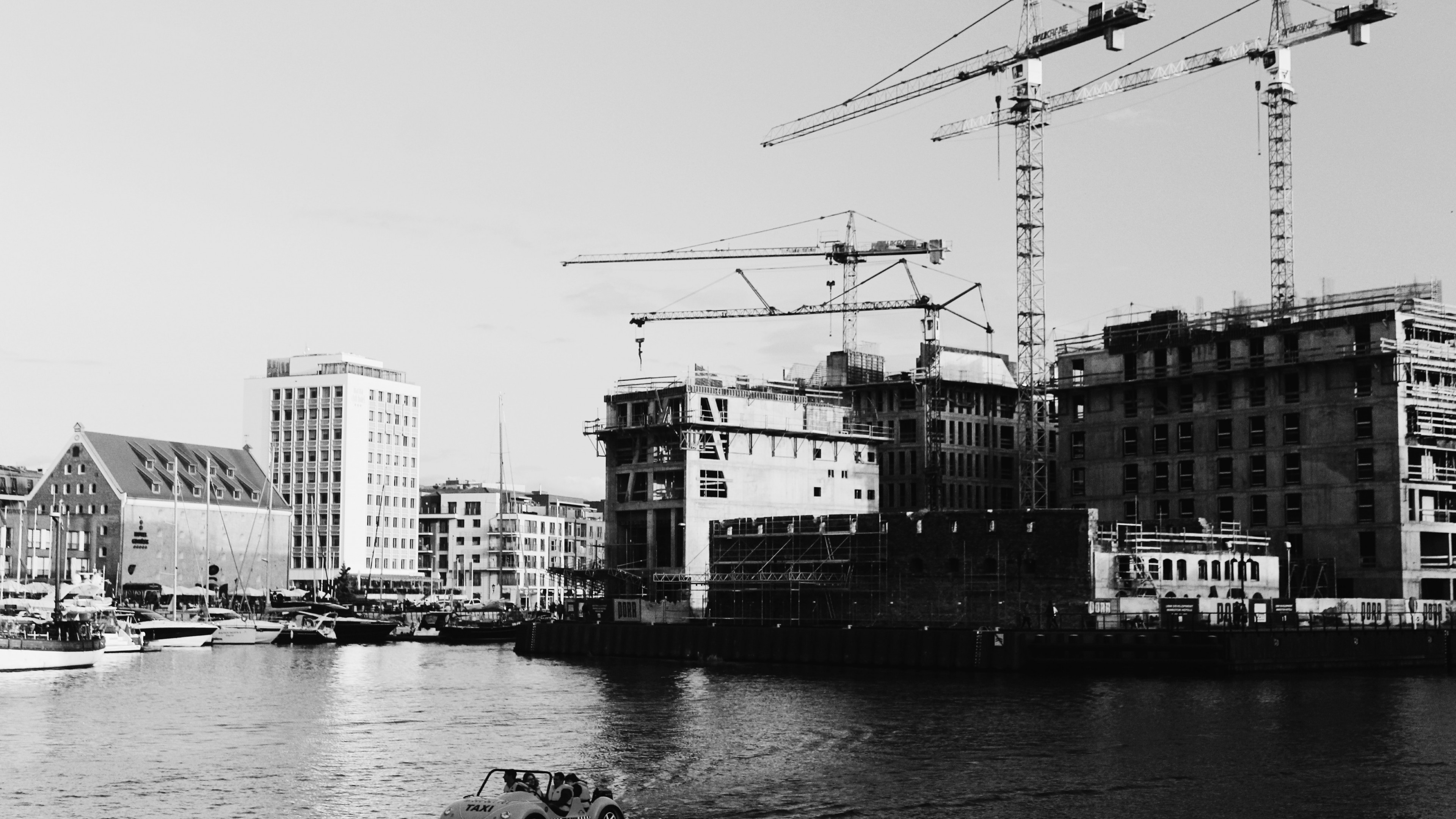 Grayscale Photo of Buildings