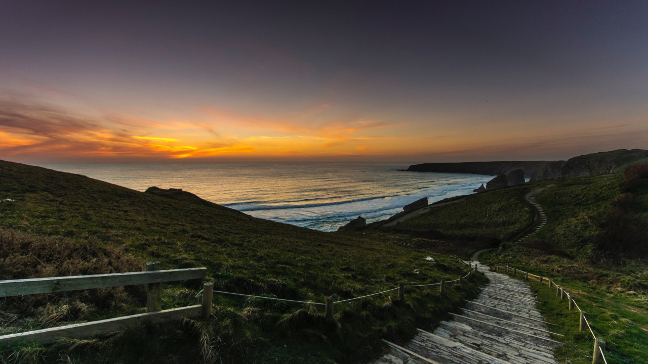 Brown Wooden Stairs on Mountain 