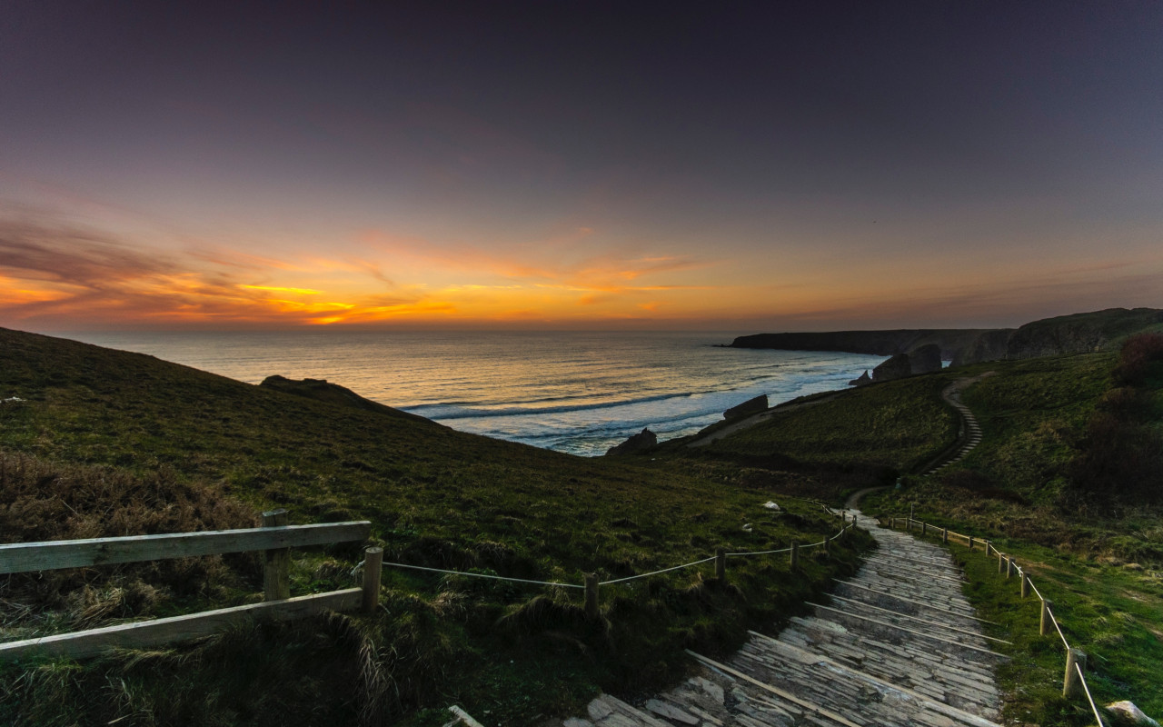 Brown Wooden Stairs on Mountain 