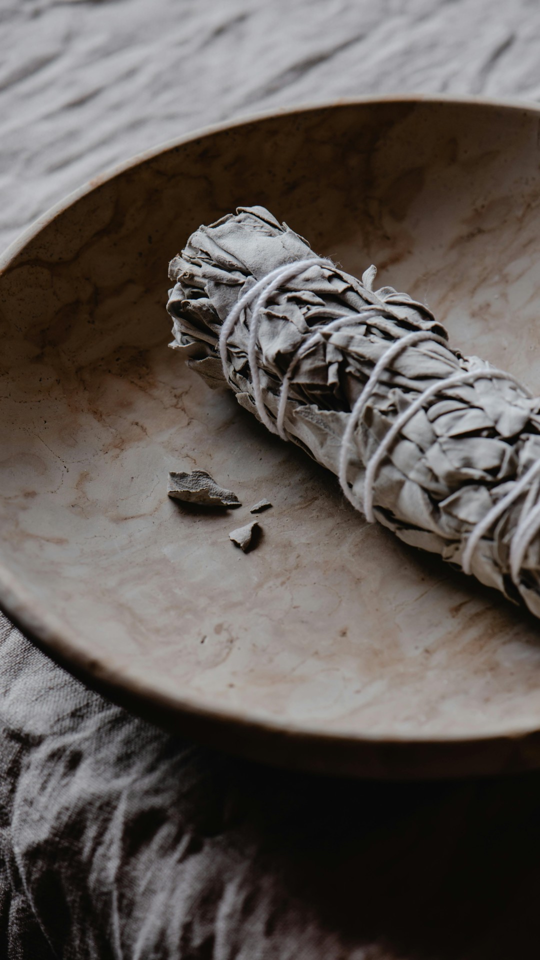 Ceramic Plate with White Sage Smudge Stick