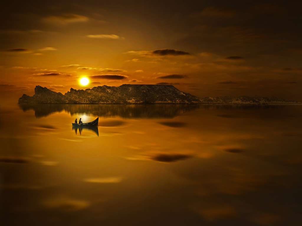 Riding Boat in Sunset