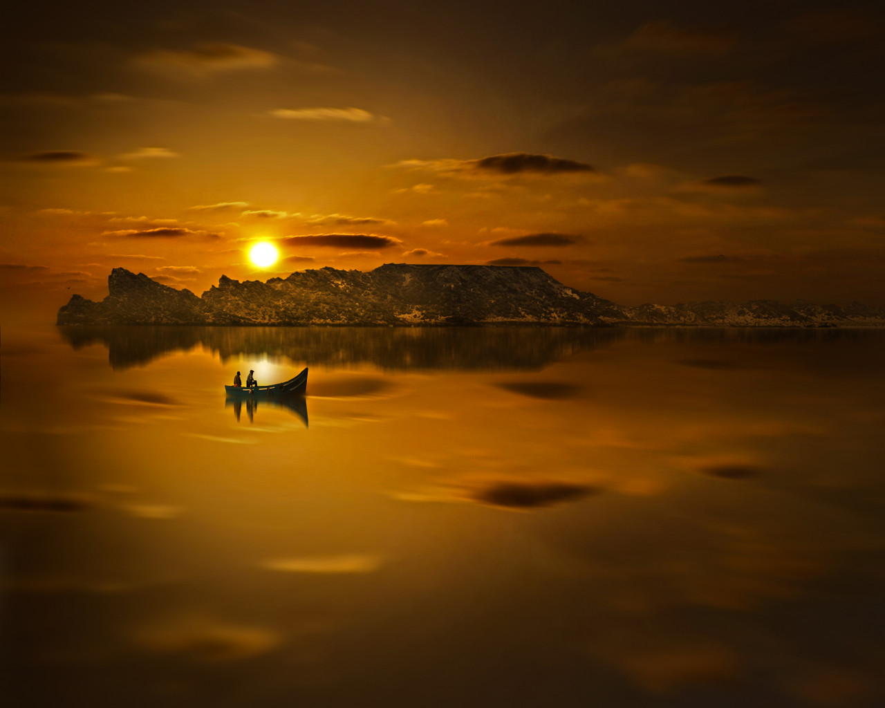 Riding Boat in Sunset