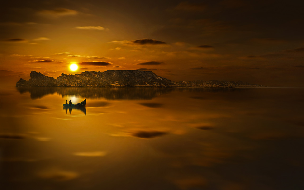 Riding Boat in Sunset