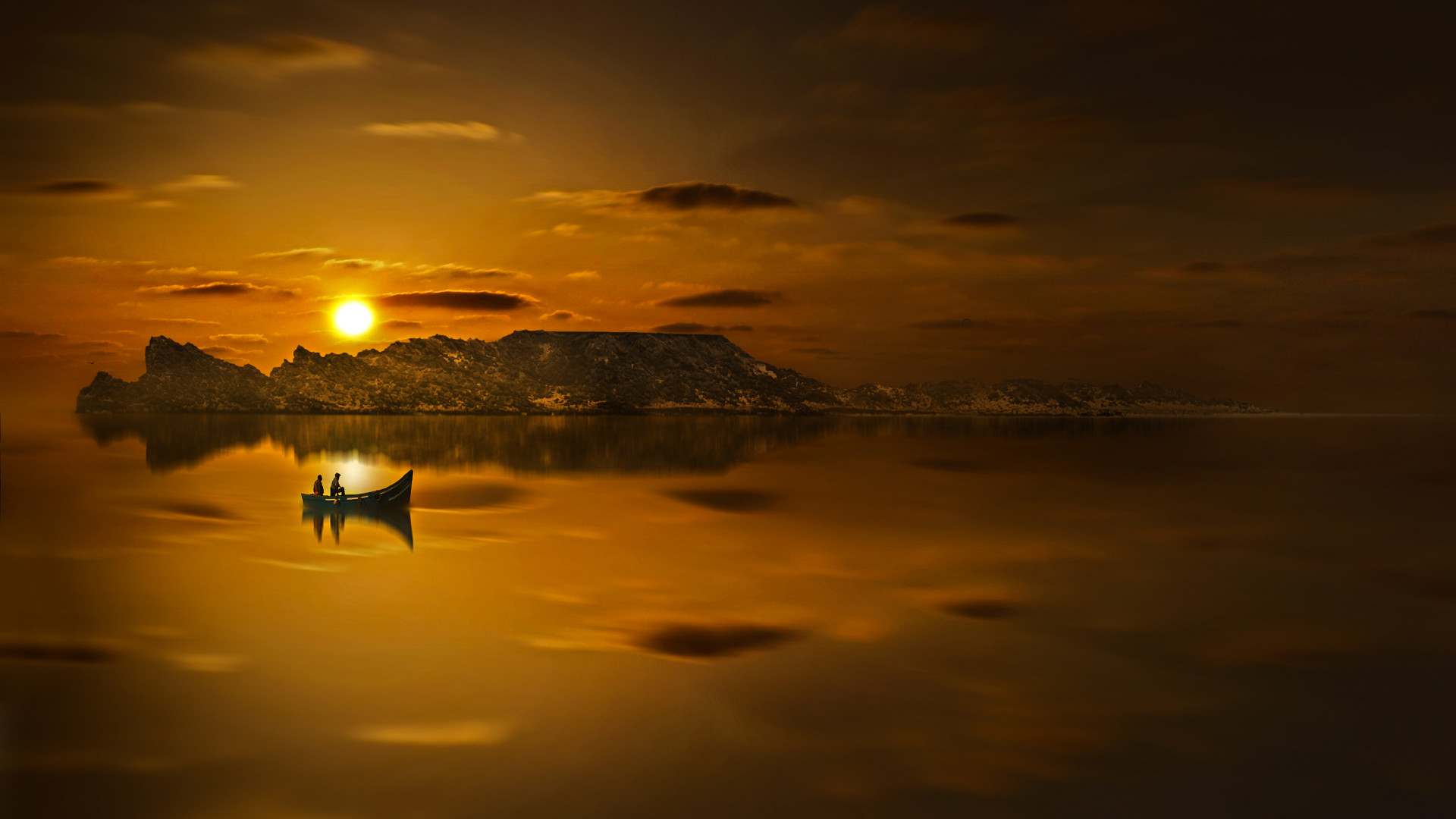 Riding Boat in Sunset