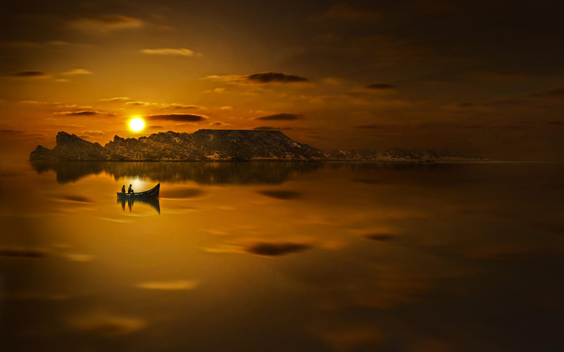 Riding Boat in Sunset