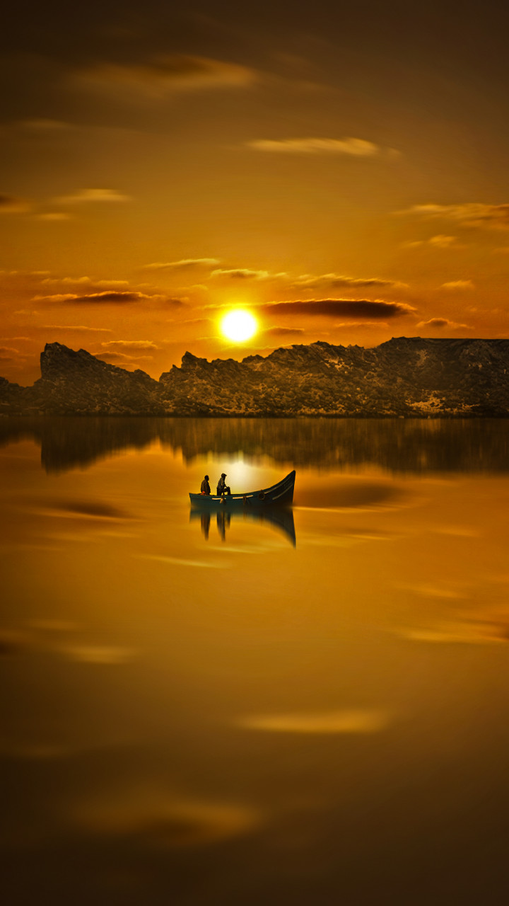 Riding Boat in Sunset