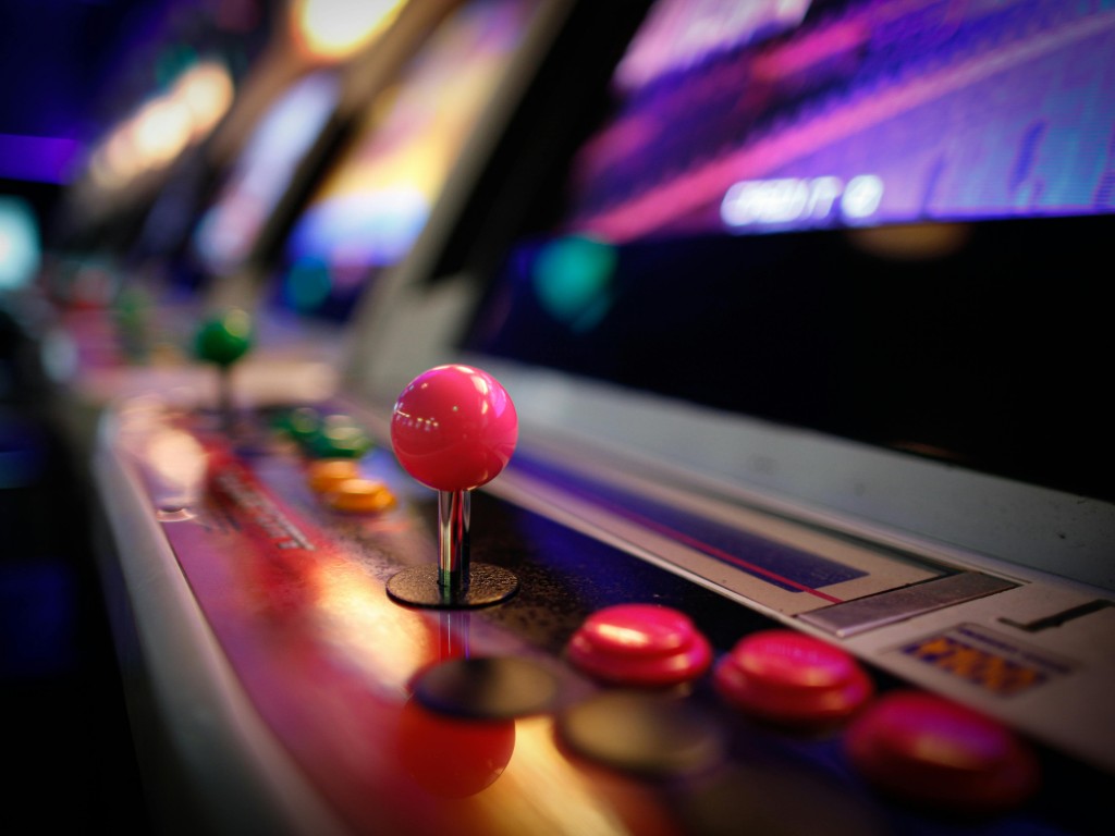 Retro Arcade Machine with Joysticks and Buttons