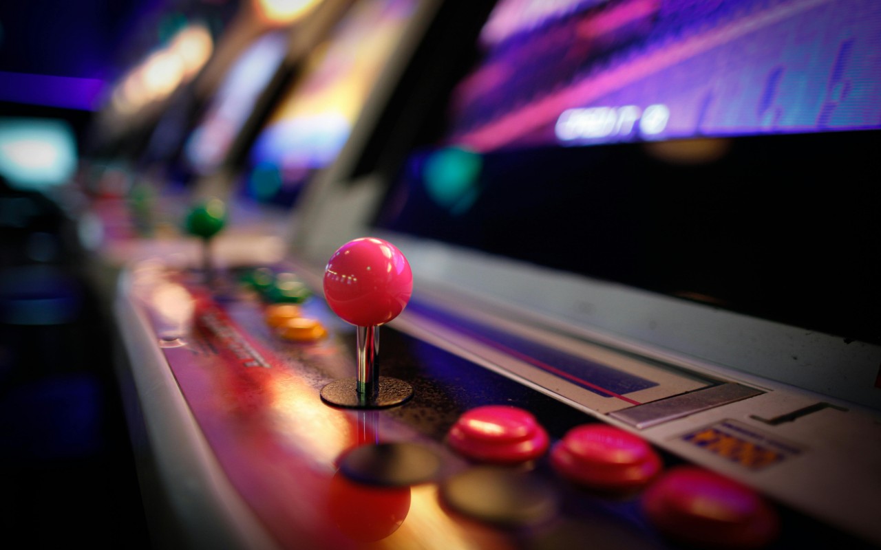 Retro Arcade Machine with Joysticks and Buttons