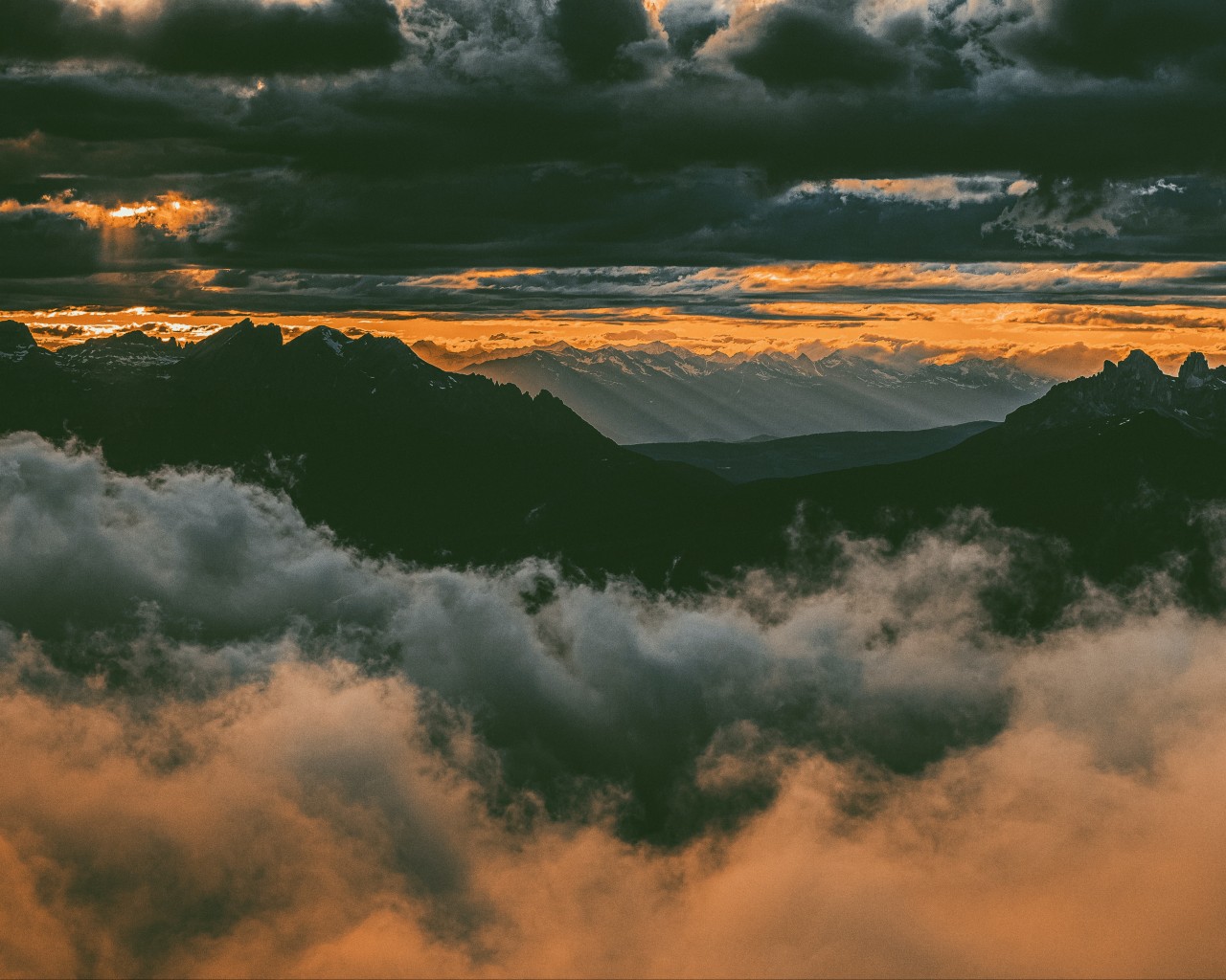 Mountains under clouds