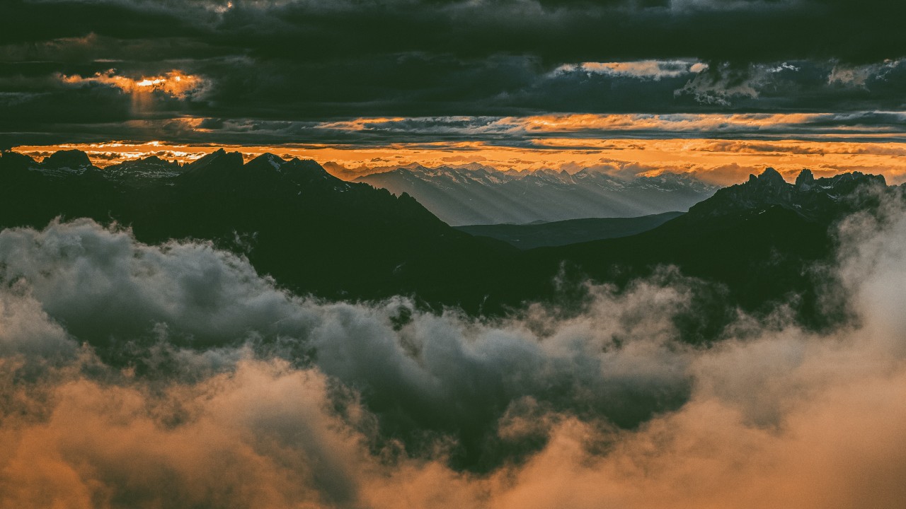 Mountains under clouds