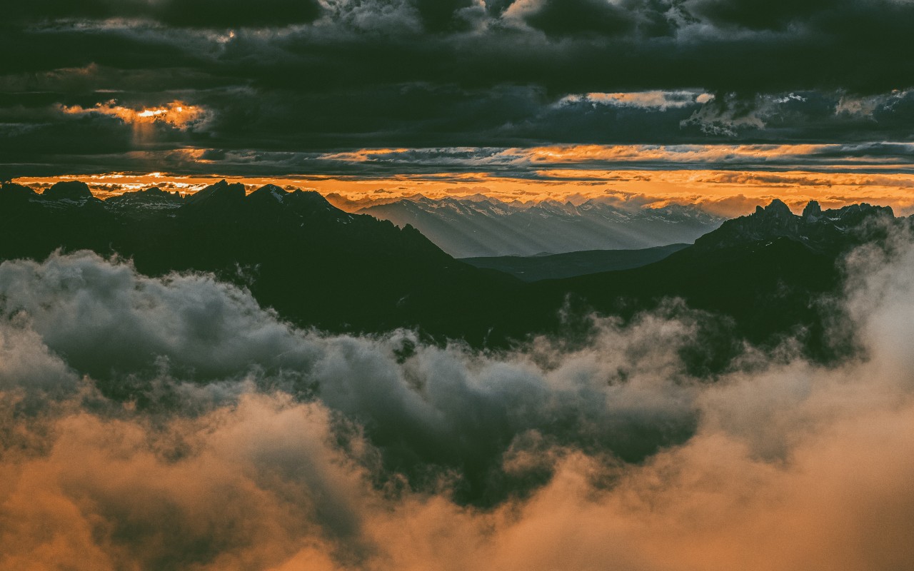 Mountains under clouds