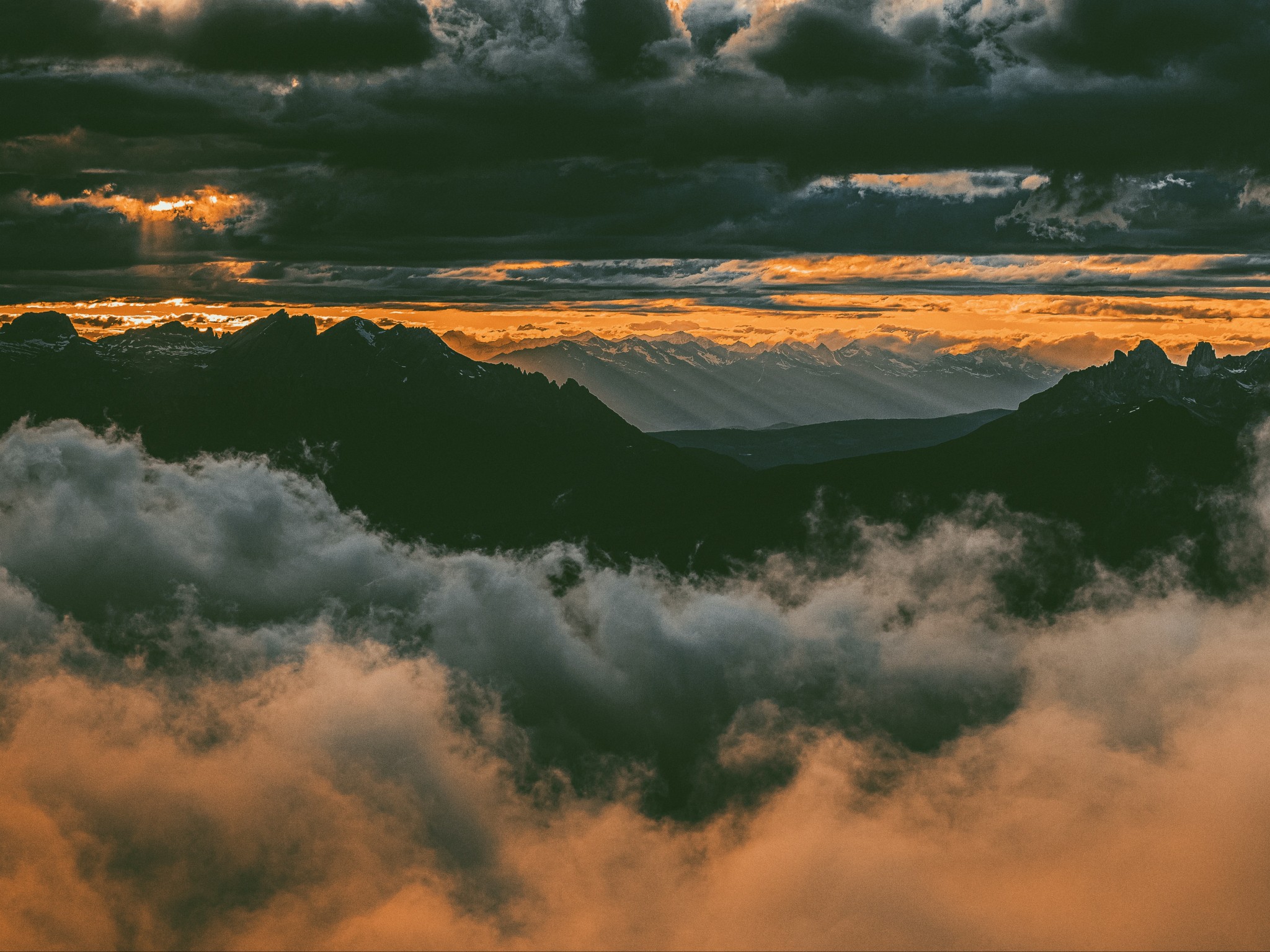 Mountains under clouds