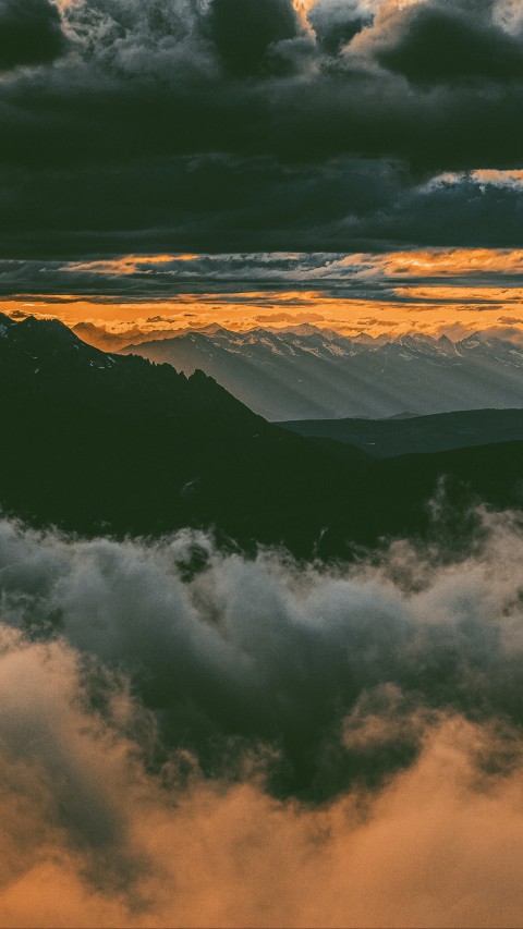 Mountains under clouds