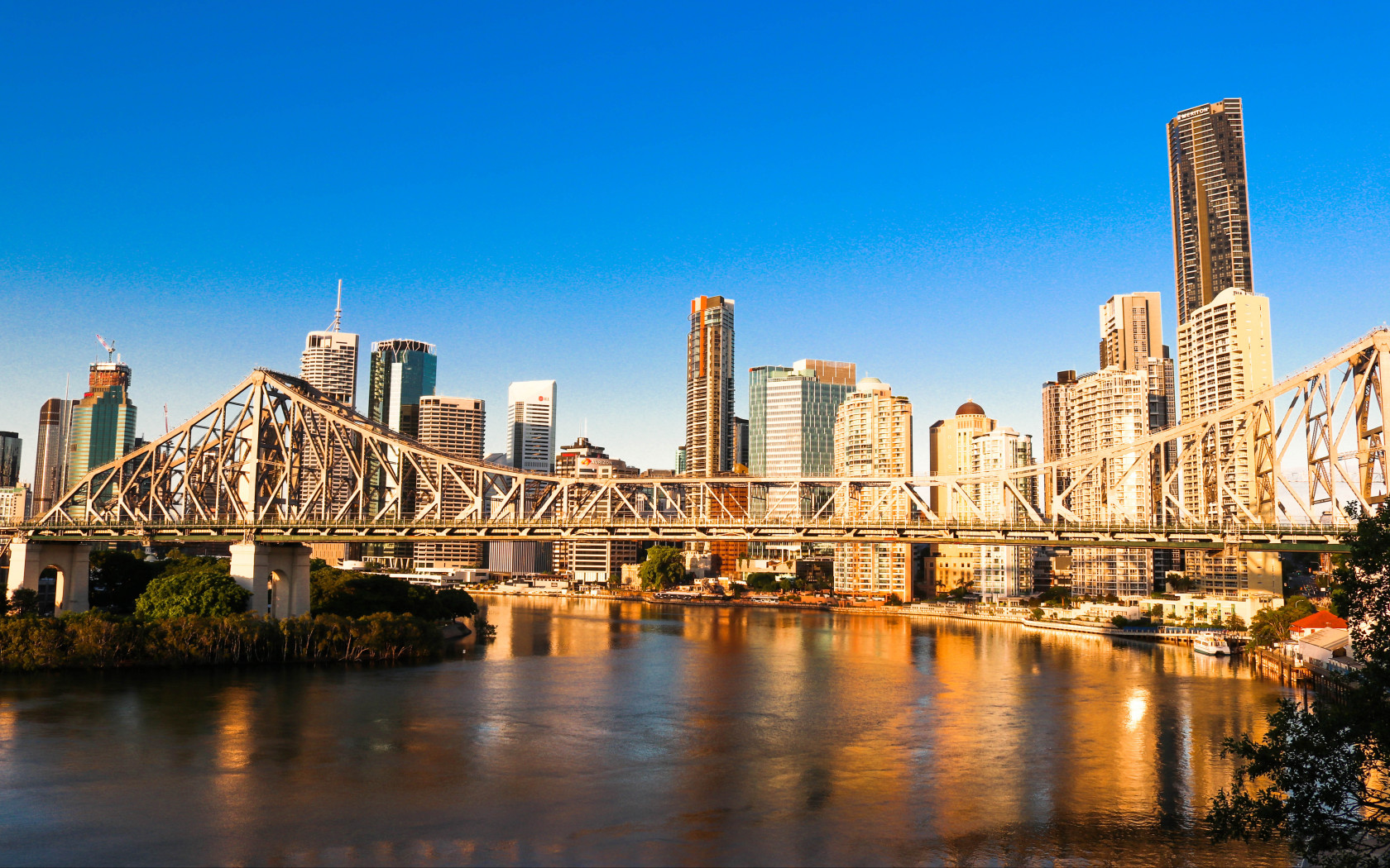 Bridge Near City Buildings
